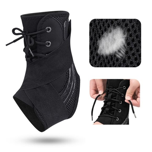 Ankle Brace Lace Up Compression Strap - Elastic Support & Adjustable Stabilizers - Picture 3 of 15